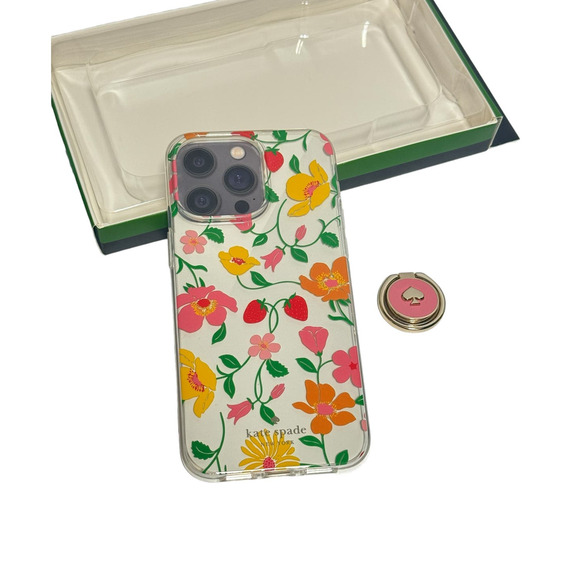 Kate Spade Strawberry Garden Stability Ring And Case iPhone 15 Pro - Picture 2 of 9